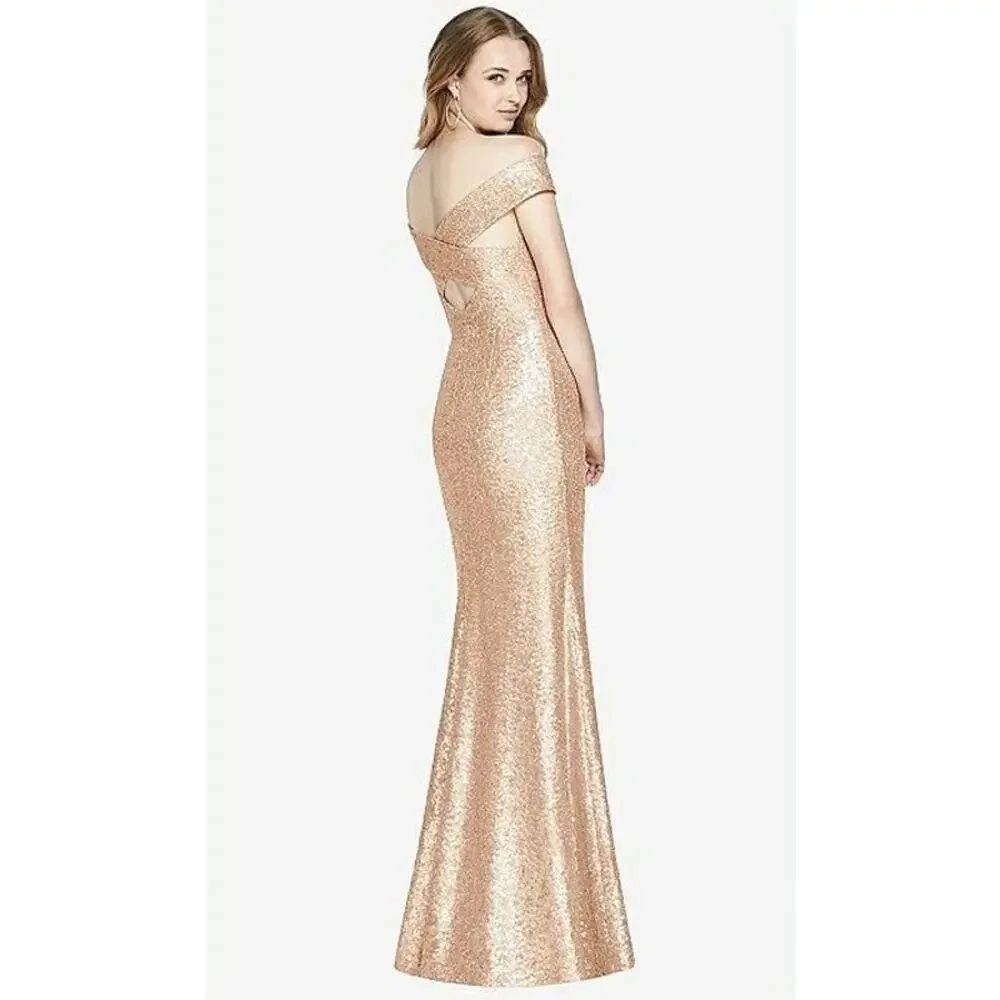 DESSY COLLECTION ELLE SEQUIN DRESS IN‎ ROSE GOLD Size 2